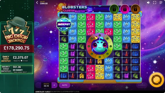 Vind free spins og jackpot hos Mr Green i Blobsters Clusterbuster